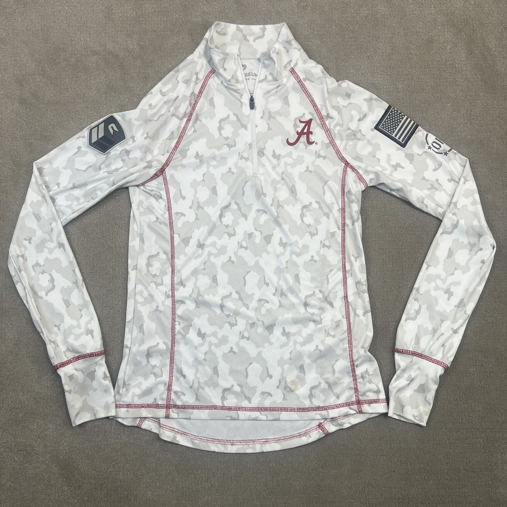 Colosseum Alabama Crimson Tide Women S Camo 1/4 Zip Pullover OHT Military White